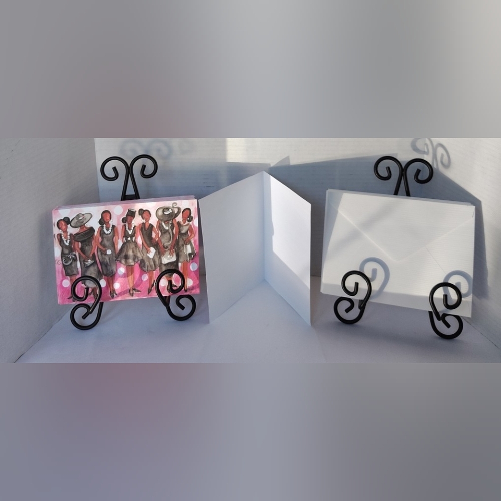 Classy Black African American Woman Church Black Dress Style Greeting Cards 22